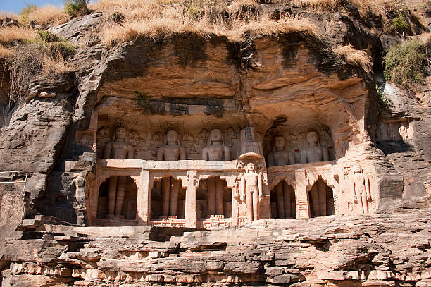 &Quot;Gwalior Fort, India.  Rockcut Statues Of Jain Thirthankaras In Rock Niches On The Southern Side Of The Fort Walls.&Quot;