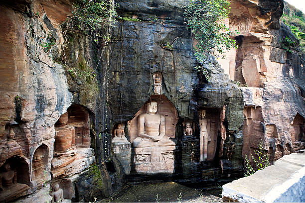 Rockcut Statues Of Jain Thirthankaras. Gwalior