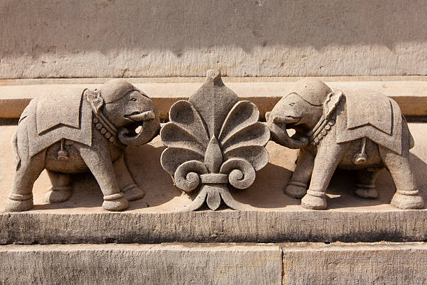 Elephant Carvings On The Cenotaphs At Shivpuri, Madhya Pradesh, India