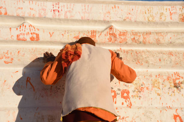 Amarkantak, Madhya Pradesh, India, 26 Dec 2017: Pilgrims Visit Narmada Temple In Amarkantak, Madhya Pradesh, India. Amarkantak Is The Origin Of Narmada River Which Is Considered A Holy River And Is Lifeline Of Many Indian States. A Temple Is Dedicated To Goddess River Narmada That Is Considered To Be A Hindu Pilgrimage.